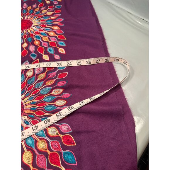 Shawl Floral Embroidered Wrap Scarf Womens Fringe Soft Oversized Purple - Picture 16 of 16